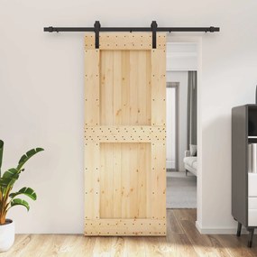 vidaXL Συρόμενη Πόρτα Φυσικό και Μαύρο 85 x 210 cm