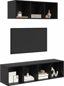 vidaXL Σετ επίπλου τηλεόρασης 2 pcs Μαύρη Οξυά Επεξεργασμένο ξύλο