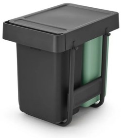 Brabantia Sort&Go κάδος χωριστής συλλογής 1008862, 2x15 l, Εσωτερική τοποθέτηση με τηλεσκοπικό πλαίσιο, Γκρι/πράσινο