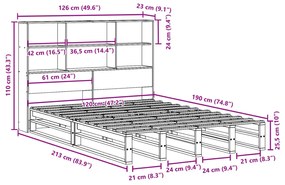 ΚΡΕΒΑΤΙ ΒΙΒΛΙΟΘΗΚΗ ΧΩΡΙΣ ΣΤΡΩΜΑ 120X190 ΕΚ ΜΑΣΙΦ ΠΕΥΚΟ 3323941