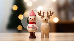 Intra Συλλεκτικό Ξύλινο Παζλ Plywood 4mm - Γιορτή διακοπών με ξύλινα ειδώλια ταράνδων Σε Ξύλινο Κουτί - Διαστάσεις: 10x10 cm – 25 κομμάτια