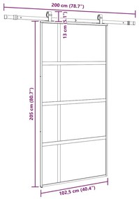 Σετ συρόμενης πόρτας με υλικό μαύρο 102,5x205 cm - Μαύρο