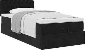 vidaXL Οθωμανικό κρεβάτι με στρώμα Μαύρο 90x200cm Velvet