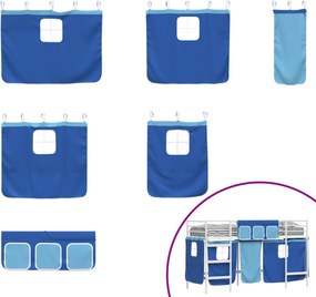 vidaXL Κρεβάτι παιδιών σε δύο επίπεδα με κουρτίνες Λευκό και Μπλε