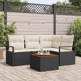 vidaXL Σετ Καναπέ Κήπου 5 pcs Μαύρος, λευκός