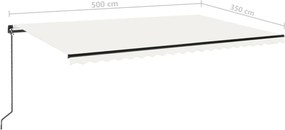 vidaXL Τέντα Συρόμενη Χειροκίνητη Κρεμ 500x350 εκ.