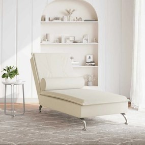 vidaXL Ανάκλιντρο Κρεμ Βελούδινο με Μαξιλάρι Βελούδινο
