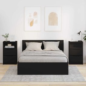 vidaXL Κομοδίνα 2 pcs Μαύρο 40 x 30 x 467 εκ Επεξεργασμένο ξύλο