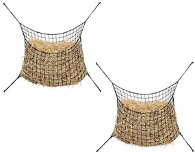 vidaXL Δίχτυα Σανού 2 Τεμ. Στρογγυλά Μαύρο 75x50 εκ. από PP