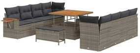 vidaXL Σετ Καναπέ Κήπου με μαξιλάρι 11 pcs Γκρι Πολυ ράταν