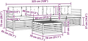 vidaXL Σειρά Καναπέ Εξωτερικού με μαξιλάρι 5 pcs Λευκό και Μπεζ