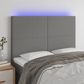 Κεφαλάρι Κρεβατιού LED Σκούρο Γκρι 144x5x118/128εκ. Υφασμάτινο 3122143
