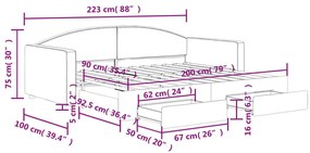 Καναπές Κρεβάτι Συρόμενος Taupe 90x200 εκ. Ύφασμα &amp; Συρτάρια - Μπεζ-Γκρι