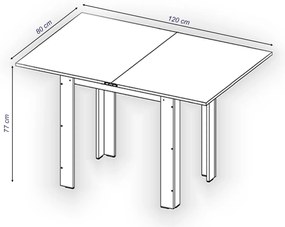 Τραπέζι Κουζίνας Επεκτεινόμενο Τρούφα HAZEL 80/120x60/80x77