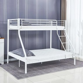 DOUBLE Κρεβάτι Κουκέτα Μέταλλο Βαφή Άσπρο, Για στρώματα 140x190+90x190cm 145x200x160cm