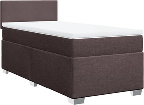 vidaXL Κρεβάτι Boxspring με Στρώμα Σκούρο Καφέ 90x200 εκ. Υφασμάτινο