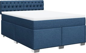 vidaXL Κρεβάτι Boxspring με Στρώμα Μπλε 160x200 εκ. Υφασμάτινο