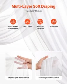 VEVOR Artificial Wedding Arch Flowers Kit White With 2 Pcs Flowers 1 Pcs Drapes