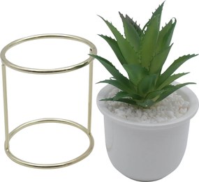 Τεχνητό Φυτό σε Κεραμικό Γλαστράκι σε Μεταλλική Βάση 9.5x18cm
