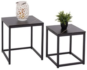 Τραπεζάκια Ζιγκόν Grelay HM8762.13 (Σετ 2Τμχ) 37x37x43cm 45x45x50cm Black Melamine, Metal