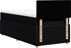 vidaXL Κρεβάτι Boxspring με Στρώμα Μαύρο 90x190 εκ.Υφασμάτινο