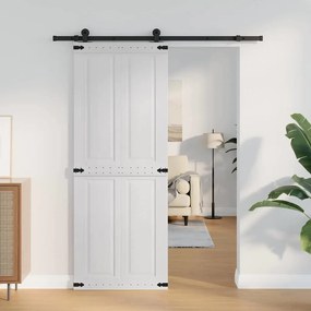 vidaXL Πόρτα αχυρώνα Corona Λευκό 80 x 210 cm Μασίφ Ξύλο Πεύκου