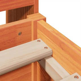 Κρεβάτι Βιβλιοθήκη Χωρίς Στρώμα 120x200 εκ Μασίφ Ξύλο Πεύκου - Καφέ