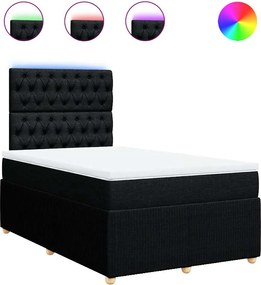 vidaXL Κρεβάτι Boxspring με Στρώμα Μαύρο 120x190 εκ. Υφασμάτινο