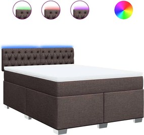 vidaXL Κρεβάτι Boxspring με Στρώμα Σκούρο Καφέ 140x190 εκ. Υφασμάτινο