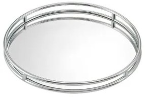 Δίσκος Στρογγυλός με καθρέφτη Ασημί 1063