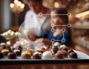 Σετ των 2 Intra Συλλεκτικό Ξύλινο Παζλ Plywood  4mm - Μητέρα και κόρη επιλέγουν καραμέλες σοκολάτας Σε Ξύλινο Κουτί - Διαστάσεις: 10x10 cm – 25 κομμάτια