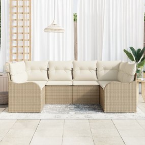 vidaXL Σετ Κήπου 6 Τεμαχίων με Μαξιλάρια Μπεζ Πολυ Ρατάν