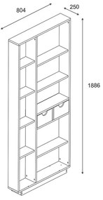 ΒΙΒΛΙΟΘΗΚΗ ΜΕ ΣΥΡΤΑΡΙΑ DAKIN PAKOWORLD ΣΕ OAK ΑΠΟΧΡΩΣΗ 80X25X190ΕΚ