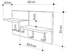 ΚΡΕΜΑΣΤΡΑ ΕΙΣΟΔΟΥ &amp; ΡΑΦΙ NYDA HM18079.01 ΜΕΛΑΜΙΝΗ ΣΟΝΑΜΑ-ΛΕΥΚΟ 65x13.2x31Υεκ.