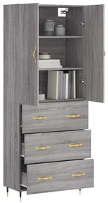 vidaXL Ντουλάπι Γκρι Sonoma 69,5 x 34 x 180 εκ. Επεξεργασμένο Ξύλο