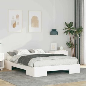 vidaXL Κρεβάτι δαπέδου Λευκό 120 x 200 cm Μασίφ ξύλο πεύκου