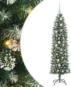 vidaXL Τεχνητό Λεπτό Χριστουγεννιάτικο Δέντρο Πράσινο και Λευκό 150 cm