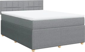 vidaXL Κρεβάτι Boxspring με Στρώμα Ανοιχτό Γκρι 140x200 εκ. Υφασμάτινο