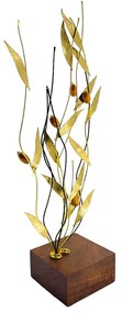 Χειροποίητο Διακοσμητικό  Φύλλα Ελιάς Από Ορείχαλκο σε Ξύλινη Βάση Τετράγωνη  9x38