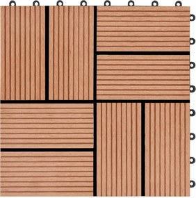 vidaXL Πλάκα Κατασκευής 11 pcs Ξύλο teak 30 x 30 cm WPC