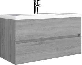 vidaXL Ντουλάπι Νιπτήρα Γκρι Sonoma 90x38,5x45 εκ. Επεξεργασμένο Ξύλο