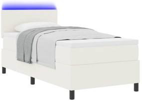vidaXL κρεβάτι με στρώμα και LED  Κρέμα 100x200 εκ. Καναβάρι
