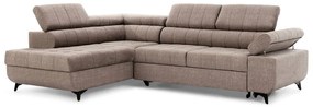 Γωνιακός καναπές κρεβάτι Dragonis, μπέζ βελούδο 268x97x201cm- Αριστερή γωνία-BOG9658