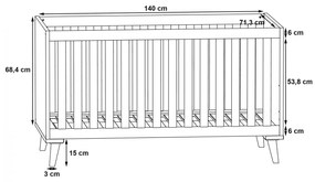 ΒΡΕΦΙΚΟ ΚΡΕΒΑΤΙ BAMBINI  ΑΝΟΙΧΤΟ ΓΚΡΙ ΦΥΣΙΚΟ 144,8 x76,9x83,4 εκ.