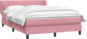 vidaXL Κρεβάτι Boxspring με Στρώμα Ροζ 140x210 εκ. Βελούδινο