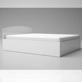 Κρεβάτι διπλό KLAUS με αποθηκευτικό χώρο και στρώμα 160x200cm, Άσπρο γυαλιστερό 164x65x205cm-GRA307