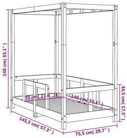 ΠΛΑΙΣΙΟ ΚΡΕΒΑΤΙΟΥ ΜΑΥΡΟ70 X 140 ΕΚ. ΑΠΟ ΜΑΣΙΦ ΞΥΛΟ ΠΕΥΚΟΥ 834512