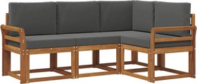 vidaXL Σειρά Καναπέ Εξωτερικού με μαξιλάρι 4 pcs Φυσικό και Ανθρακί