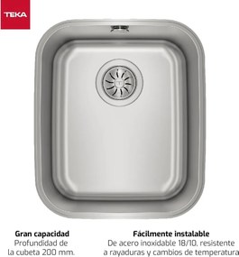 Νεροχύτη με Ένα Κύπελλο Teka Ασημί