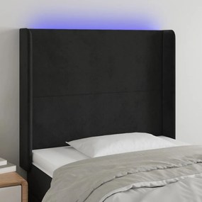 Κεφαλάρι Κρεβατιού LED Μαύρο 103x16x118/128 εκ. Βελούδινο 3123812